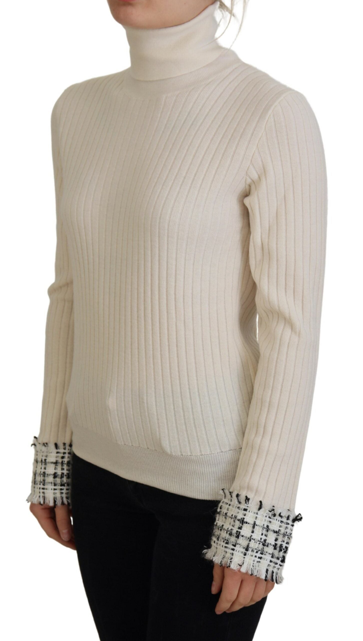Knitted turtleneck sweater in beige color