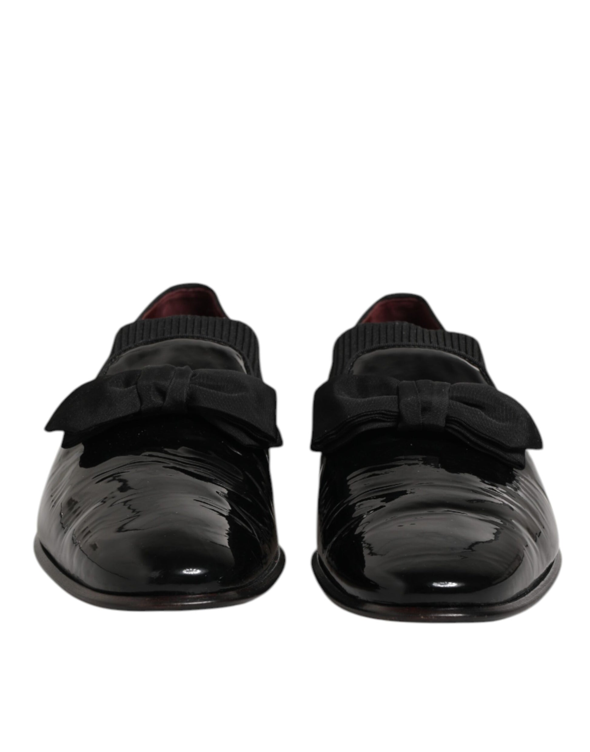 Black leather loafers with elastic straps, men's formal dress shoes