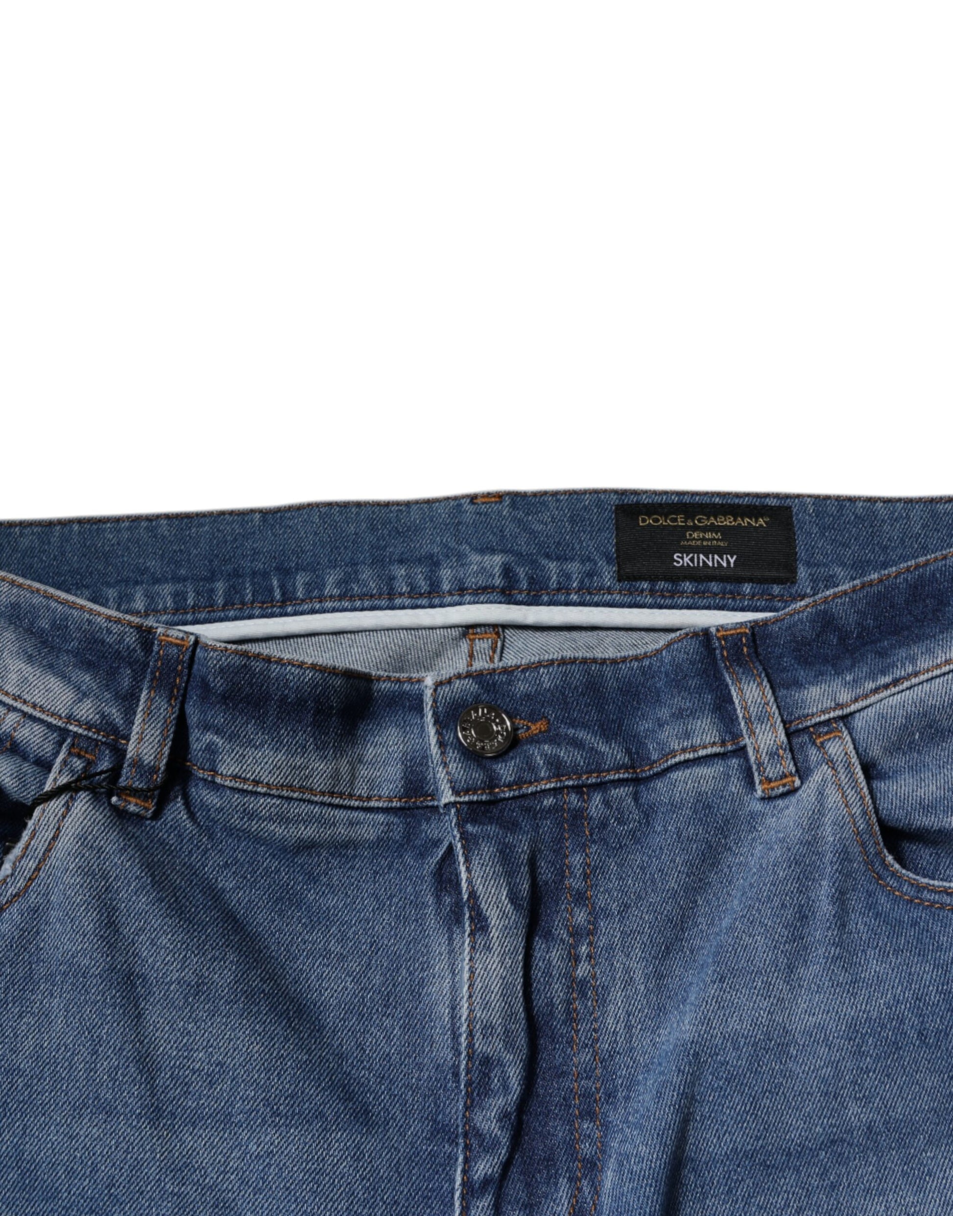 Blue denim jeans on hanger