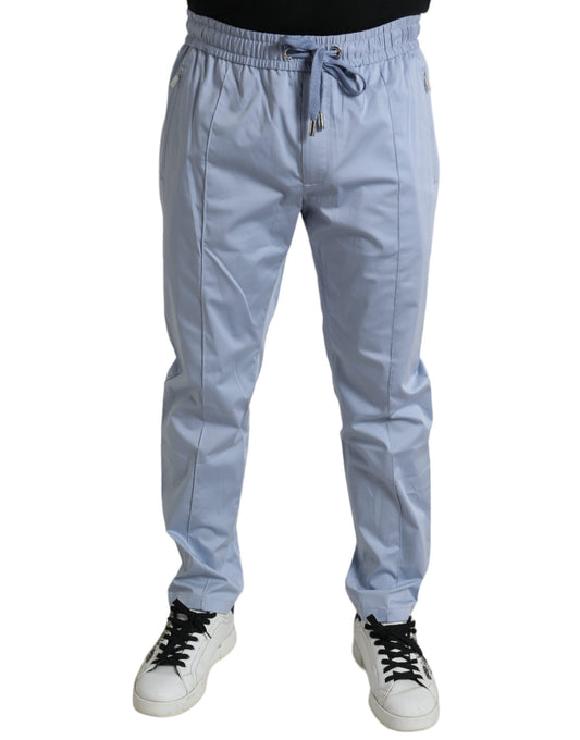 Men's light blue cargo pants with drawstring waistband