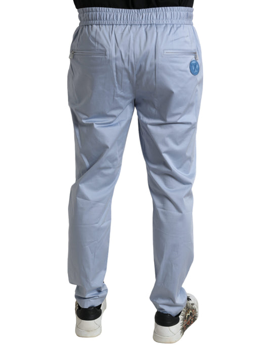 Pair of light blue cargo pants with pockets on sides