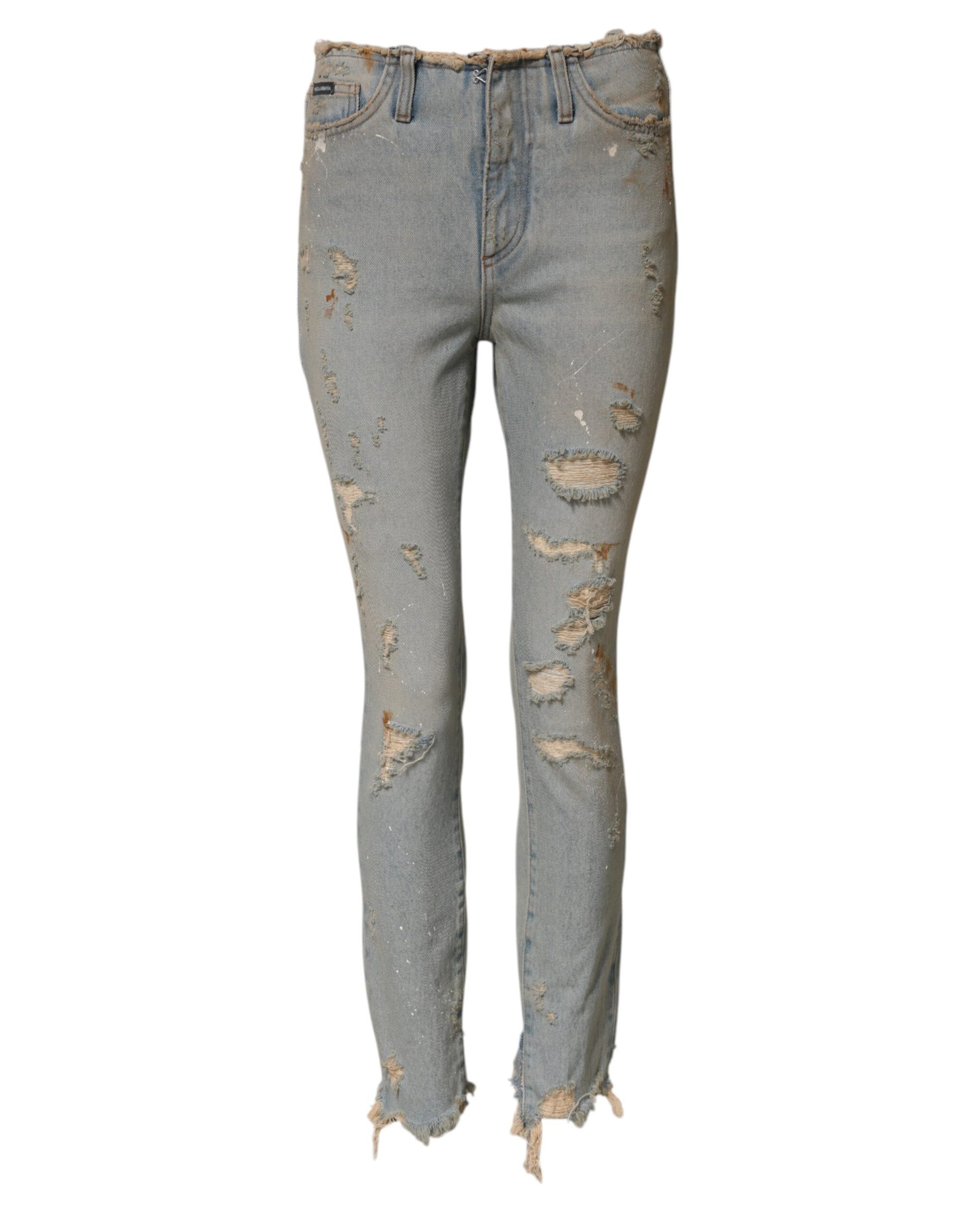 Pair of distressed blue jeans