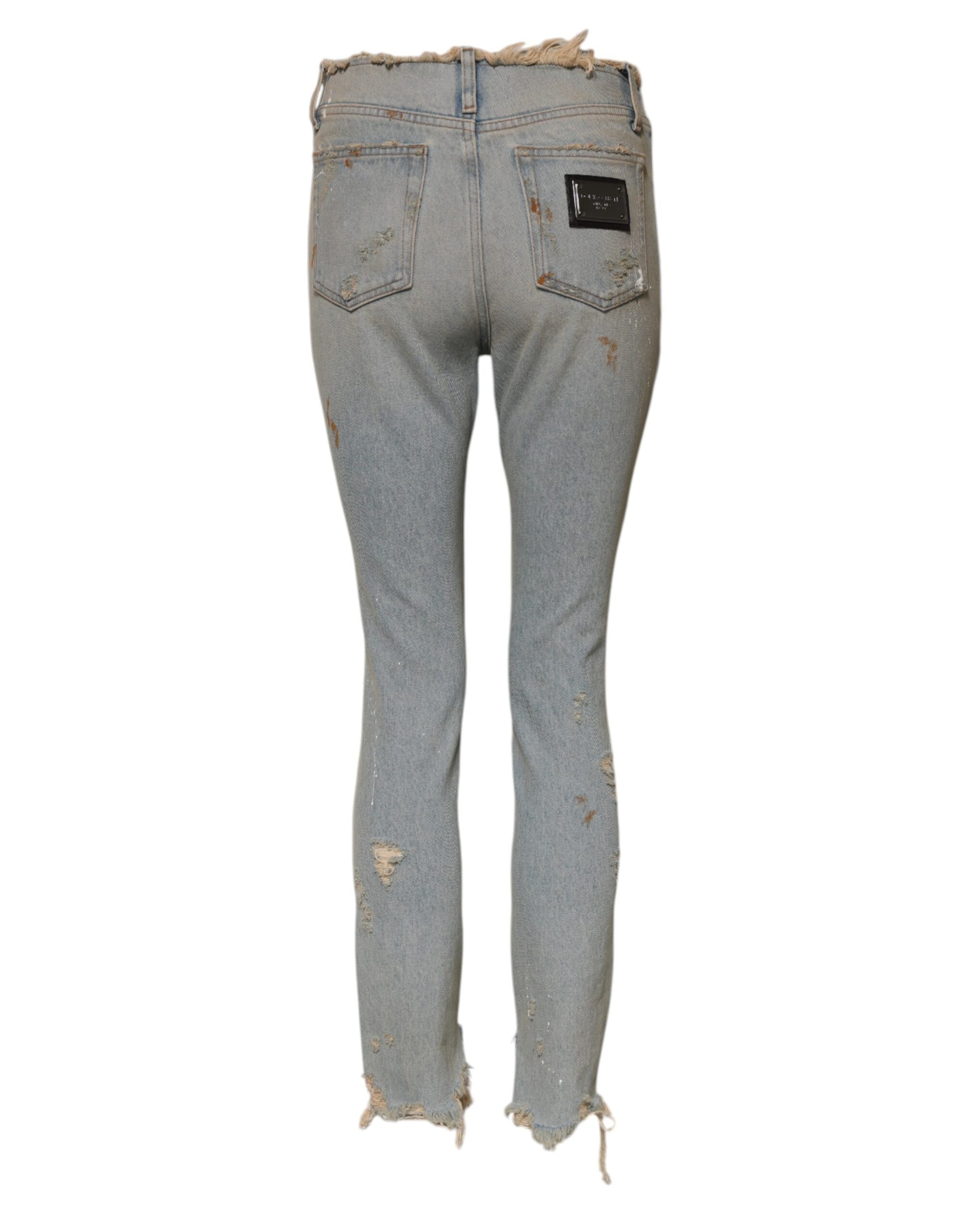 Pair of distressed blue jeans