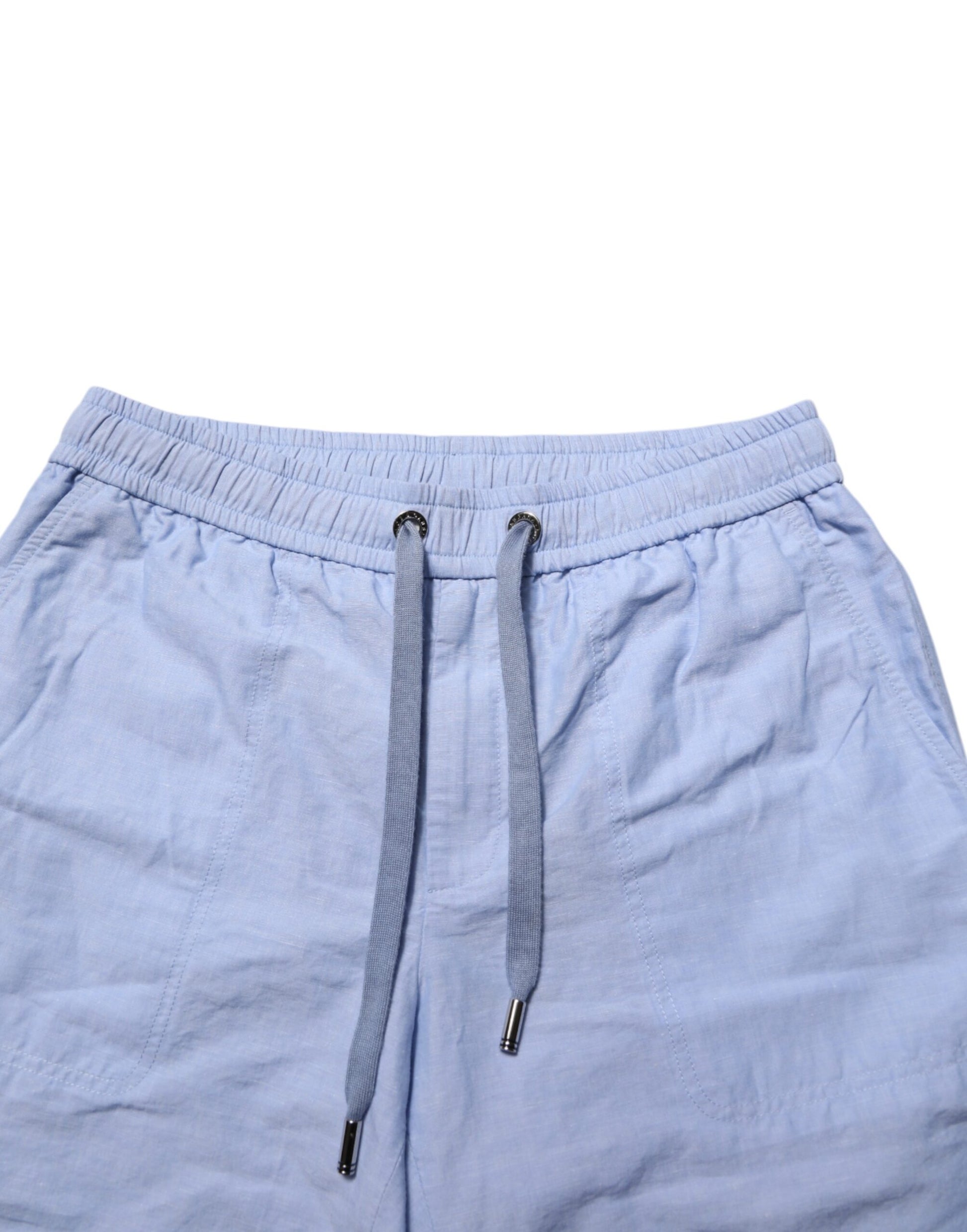 Light blue shorts with drawstring waistband