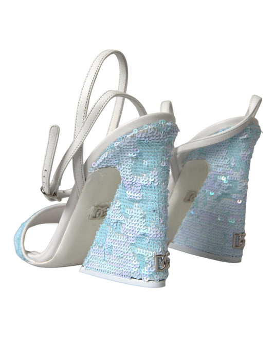 High heel shoes with glittery fabric and straps