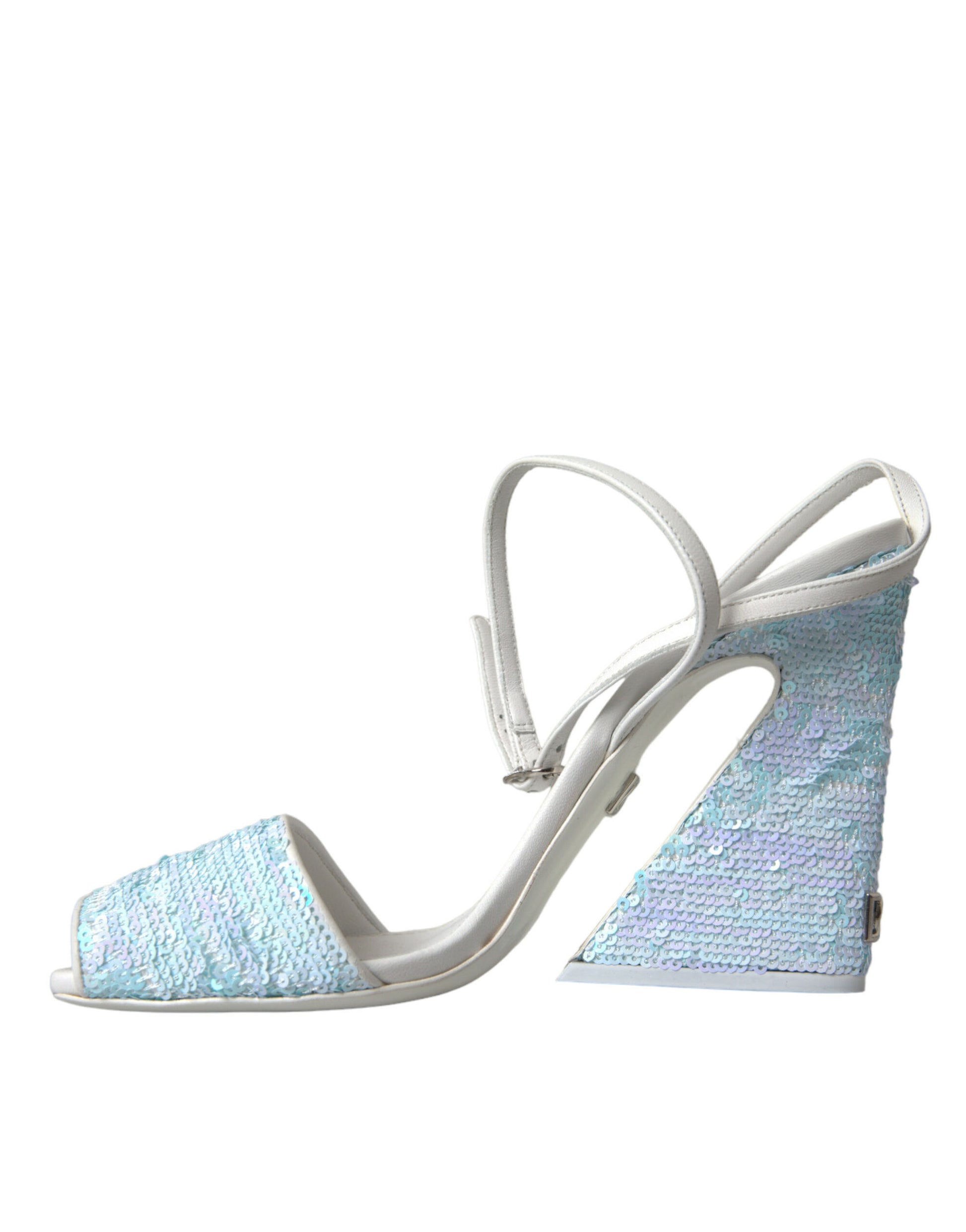 High heel shoe with glittery fabric