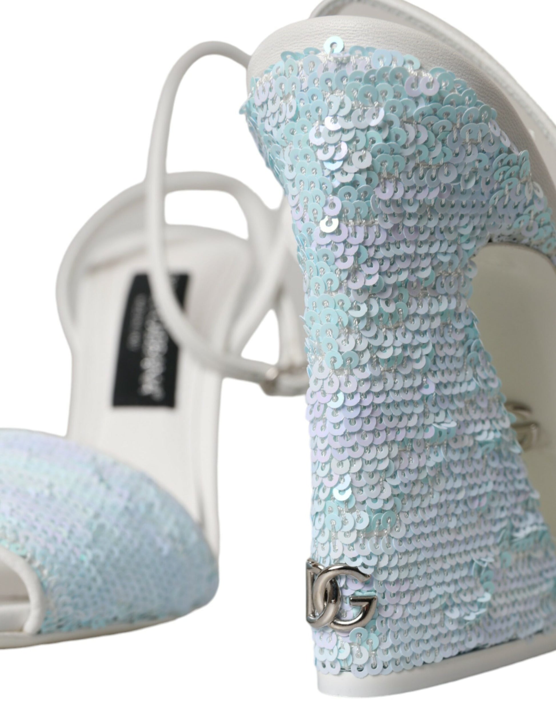 High heel shoes with glittery fabric