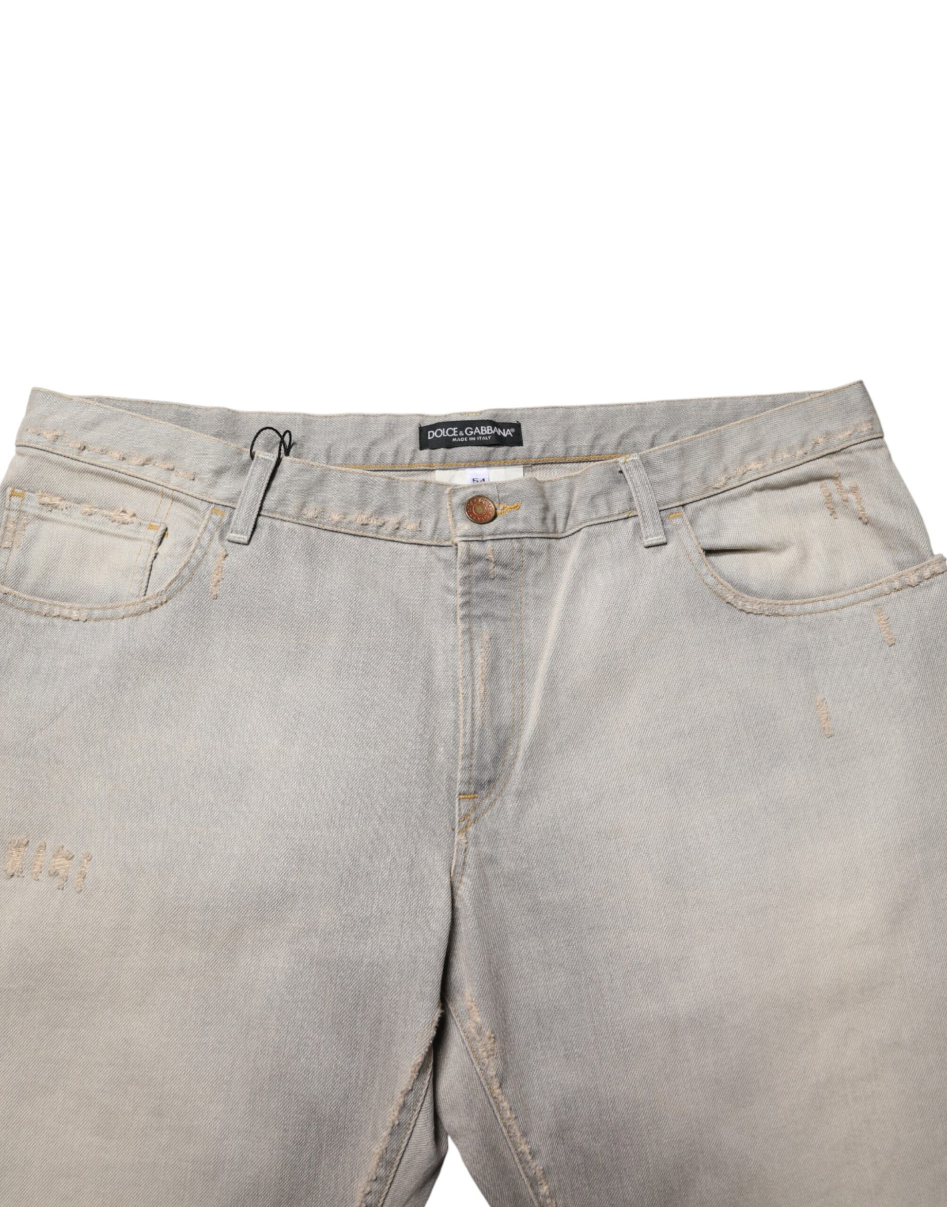 Pair of light blue denim jeans