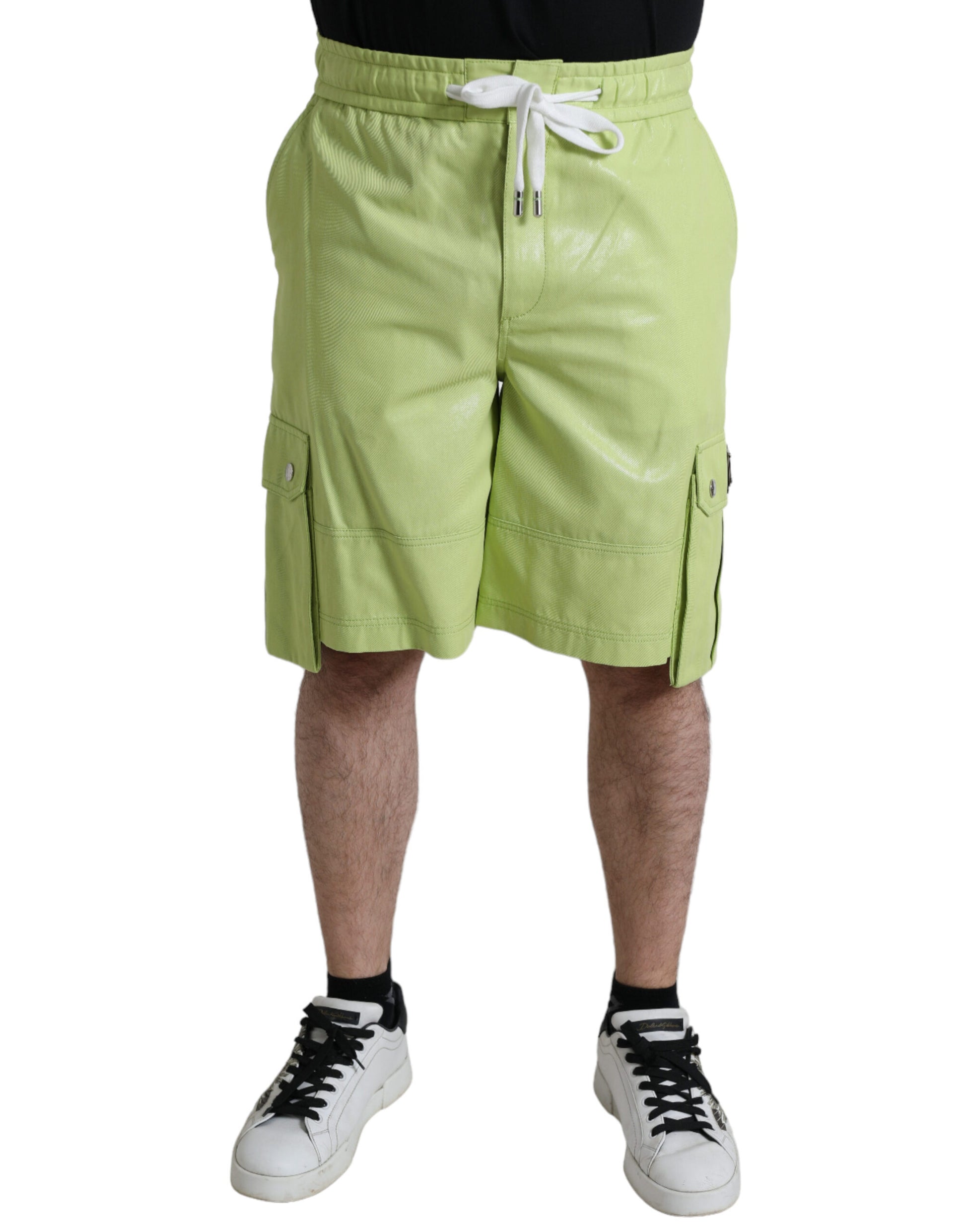 Man wearing yellow swim trunks