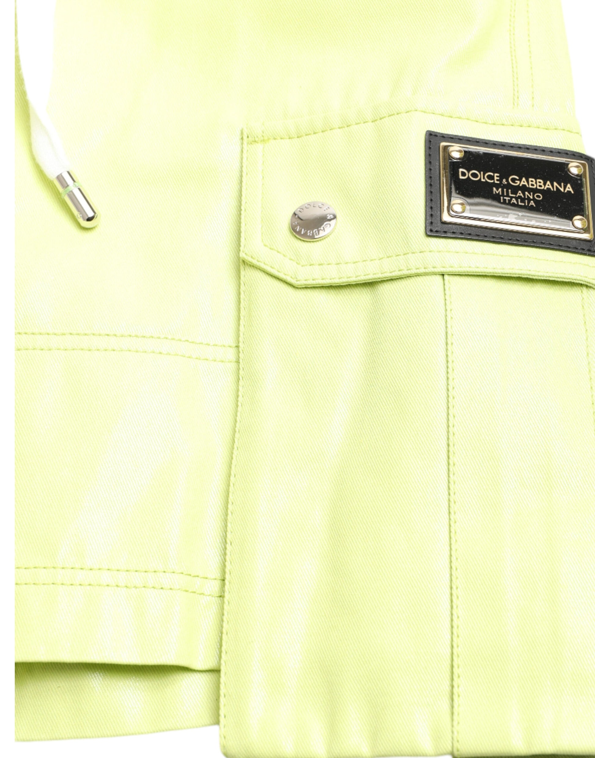 Yellow jacket with black label on front