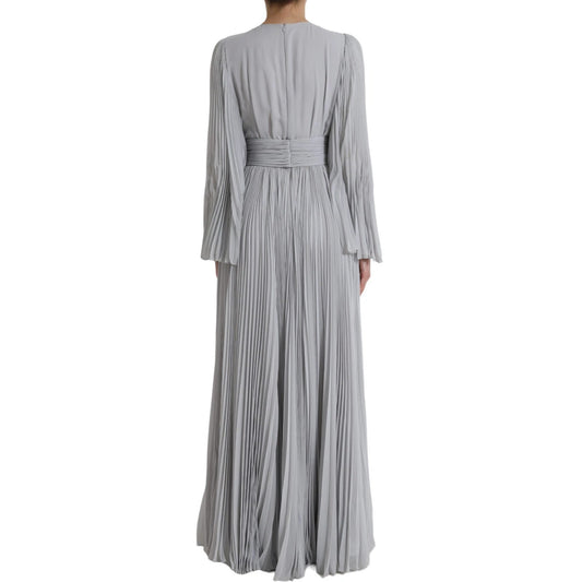 A long grey dress with pleats, designed by Dolce & Gabbana