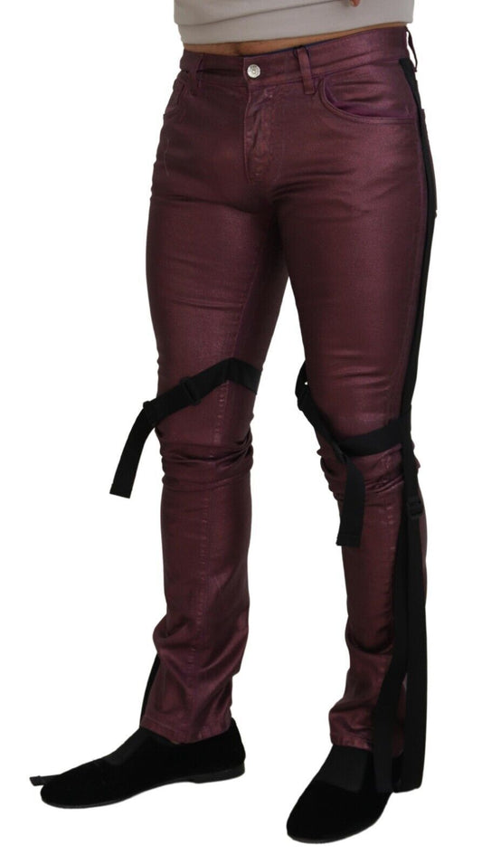 Pair of purple leggings with zipper details on legs