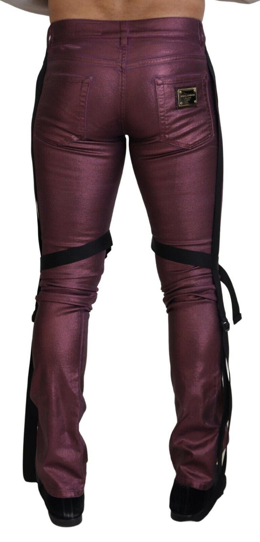Pair of purple leggings with zipper details on back