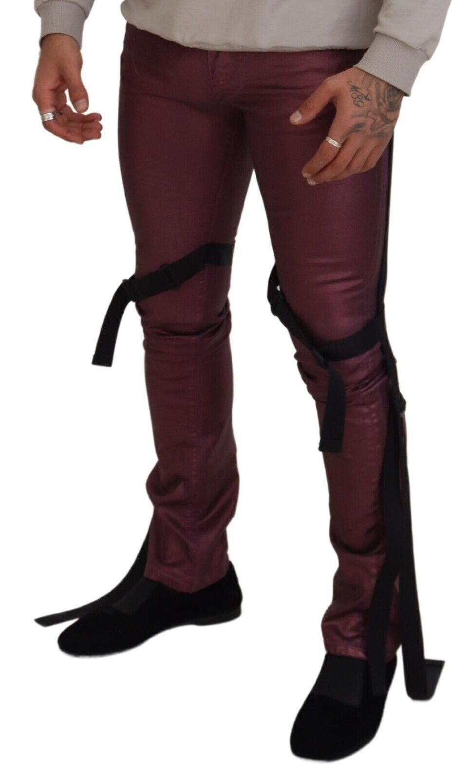 Man wearing pants with zipper details on legs