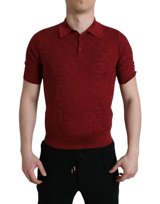 Man wearing red polo shirt