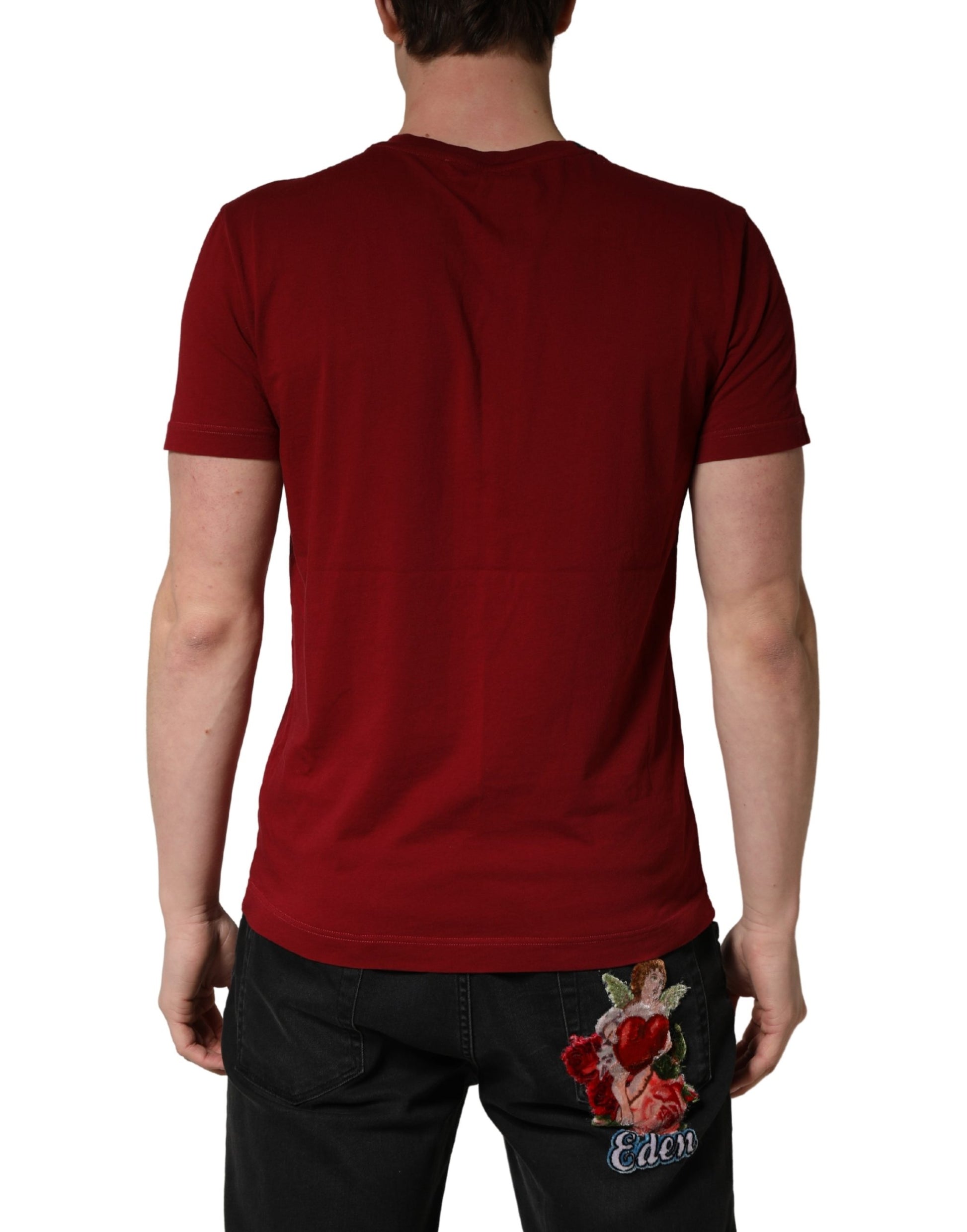 Red short sleeve shirt on mannequin