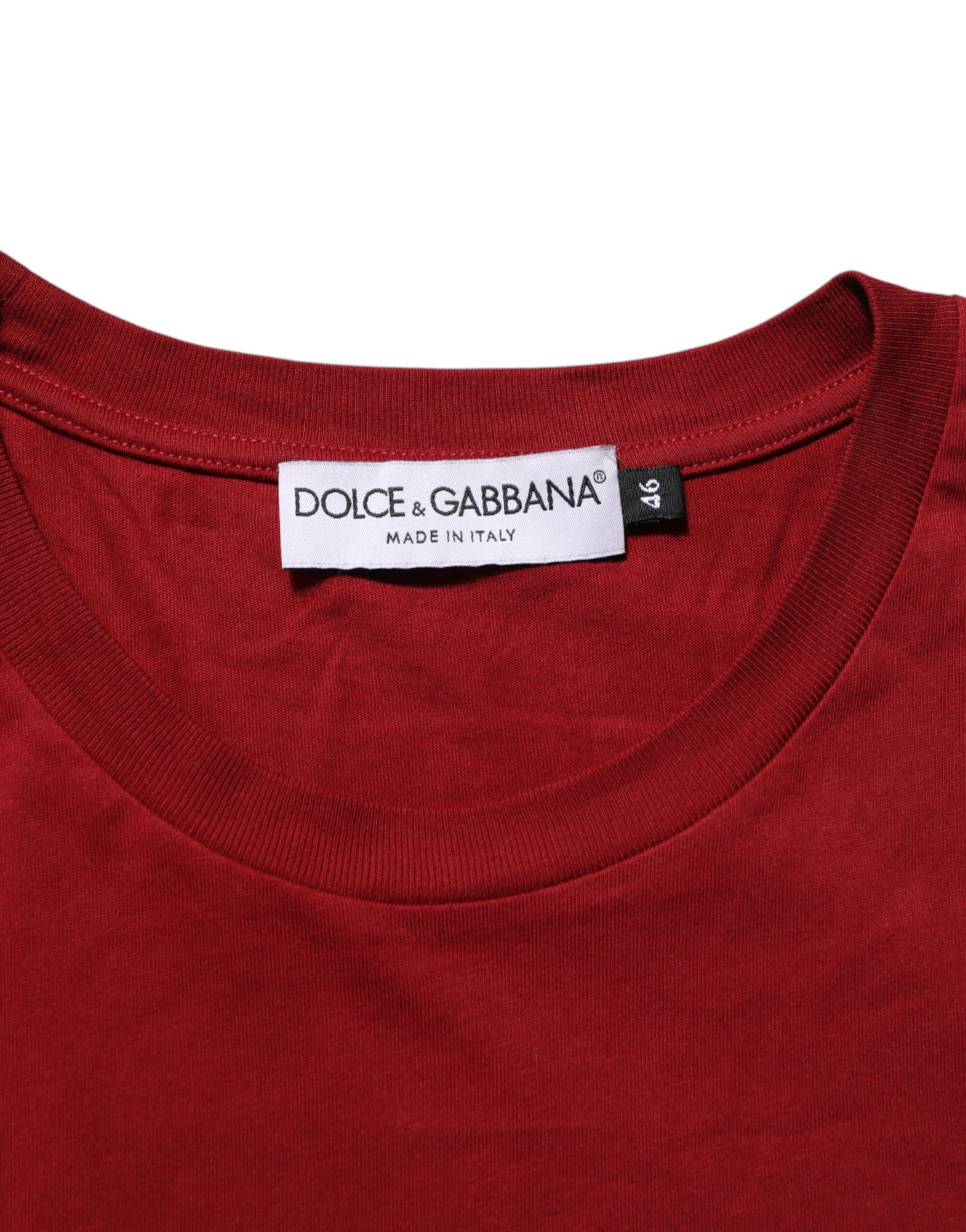 Red t-shirt with black label