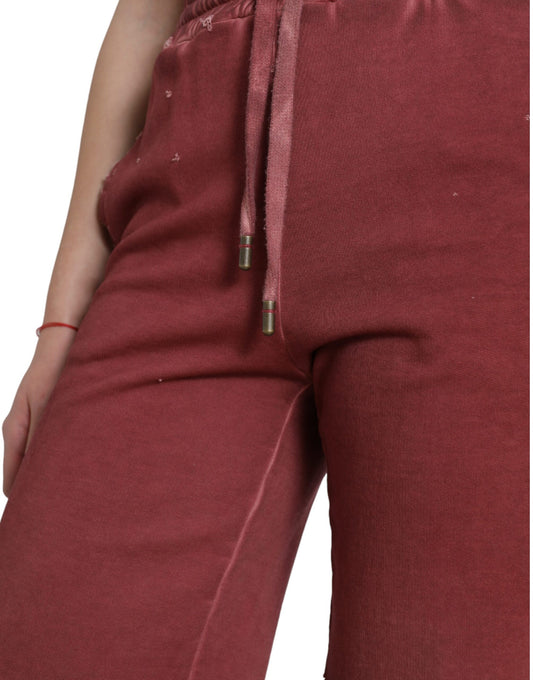 Red sweatpants with drawstring waistband