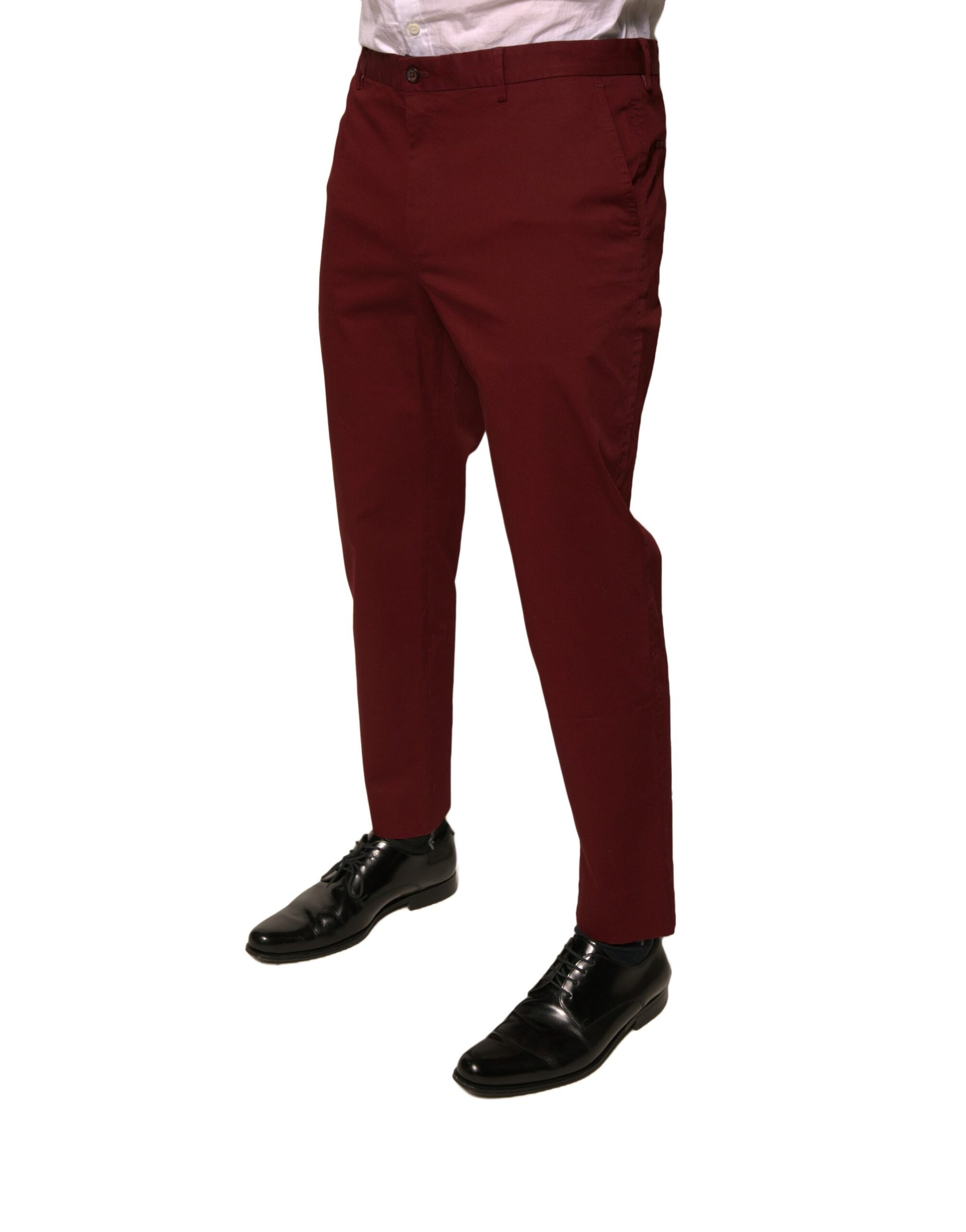 Red men's skinny dress pants from Dolce & Gabbana, made of cotton