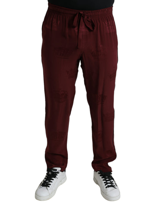 Red pants with white pattern on legs