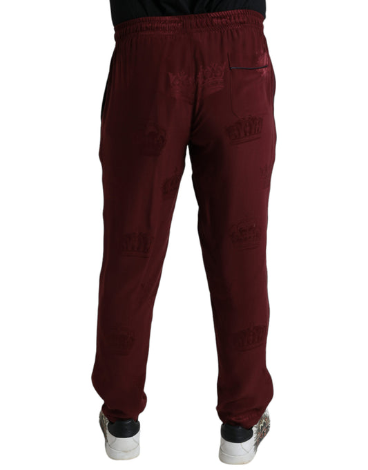Pair of red sweatpants with pockets