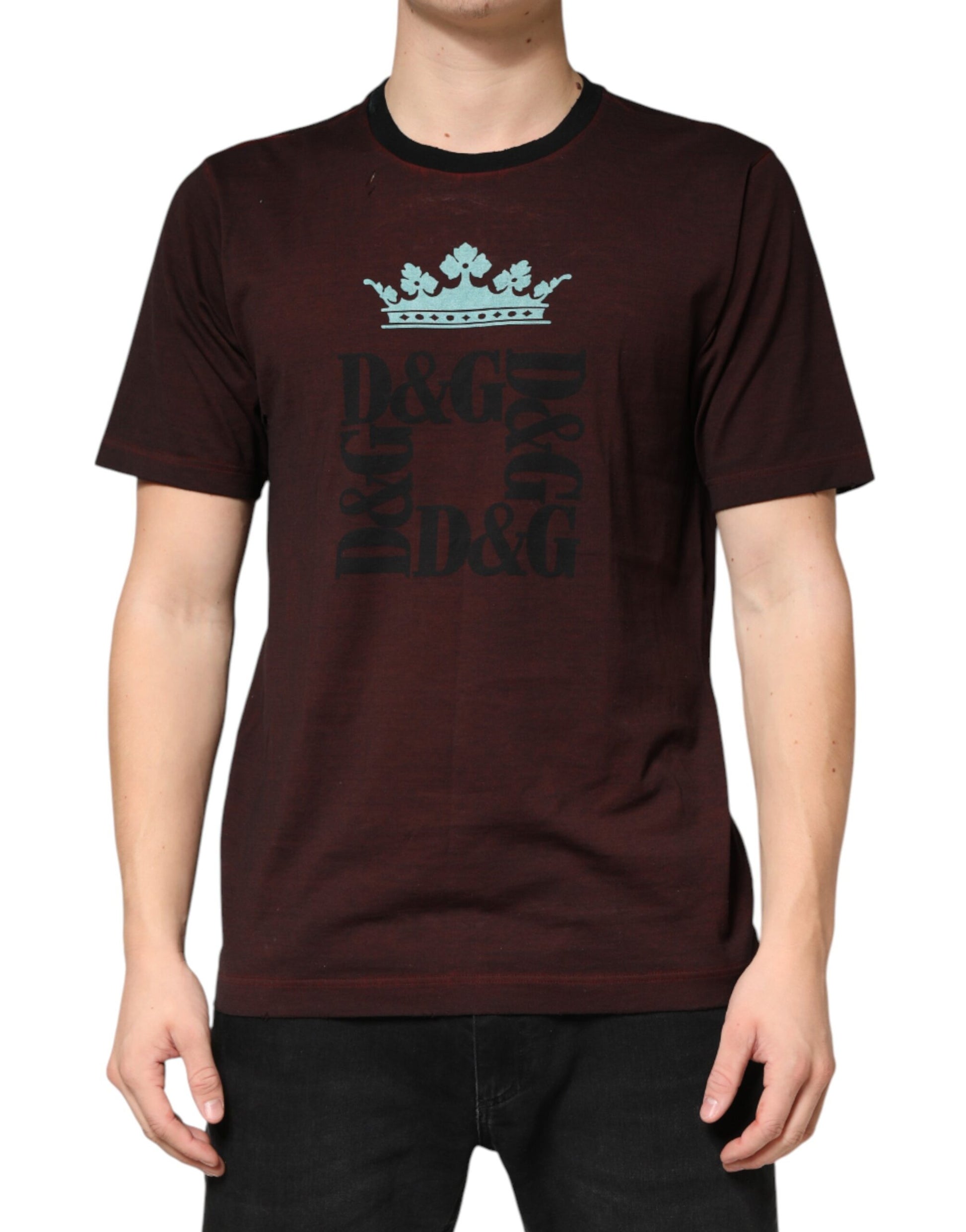 Mannequin wearing brown t-shirt with white logo