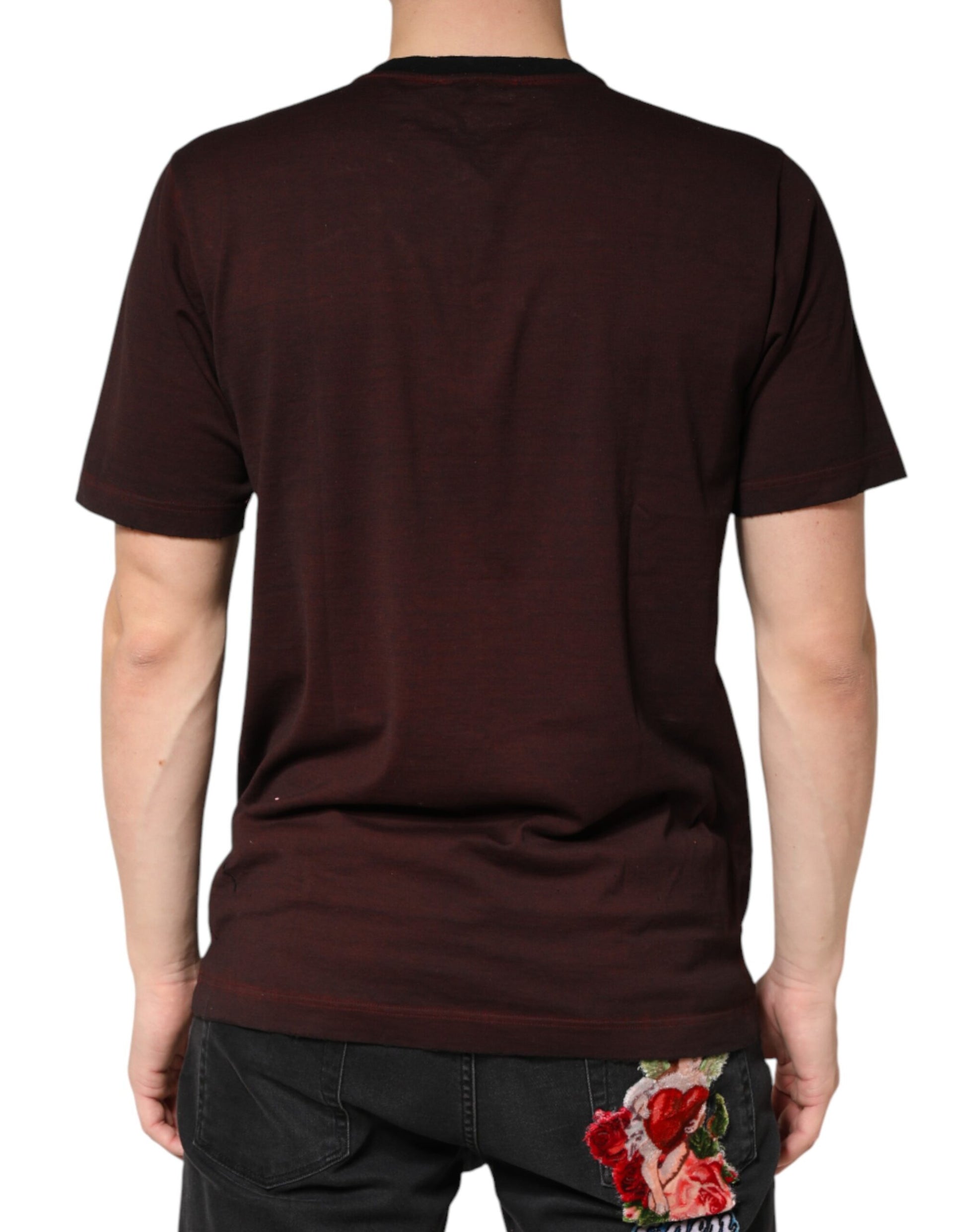 Brown t-shirt with red roses on back