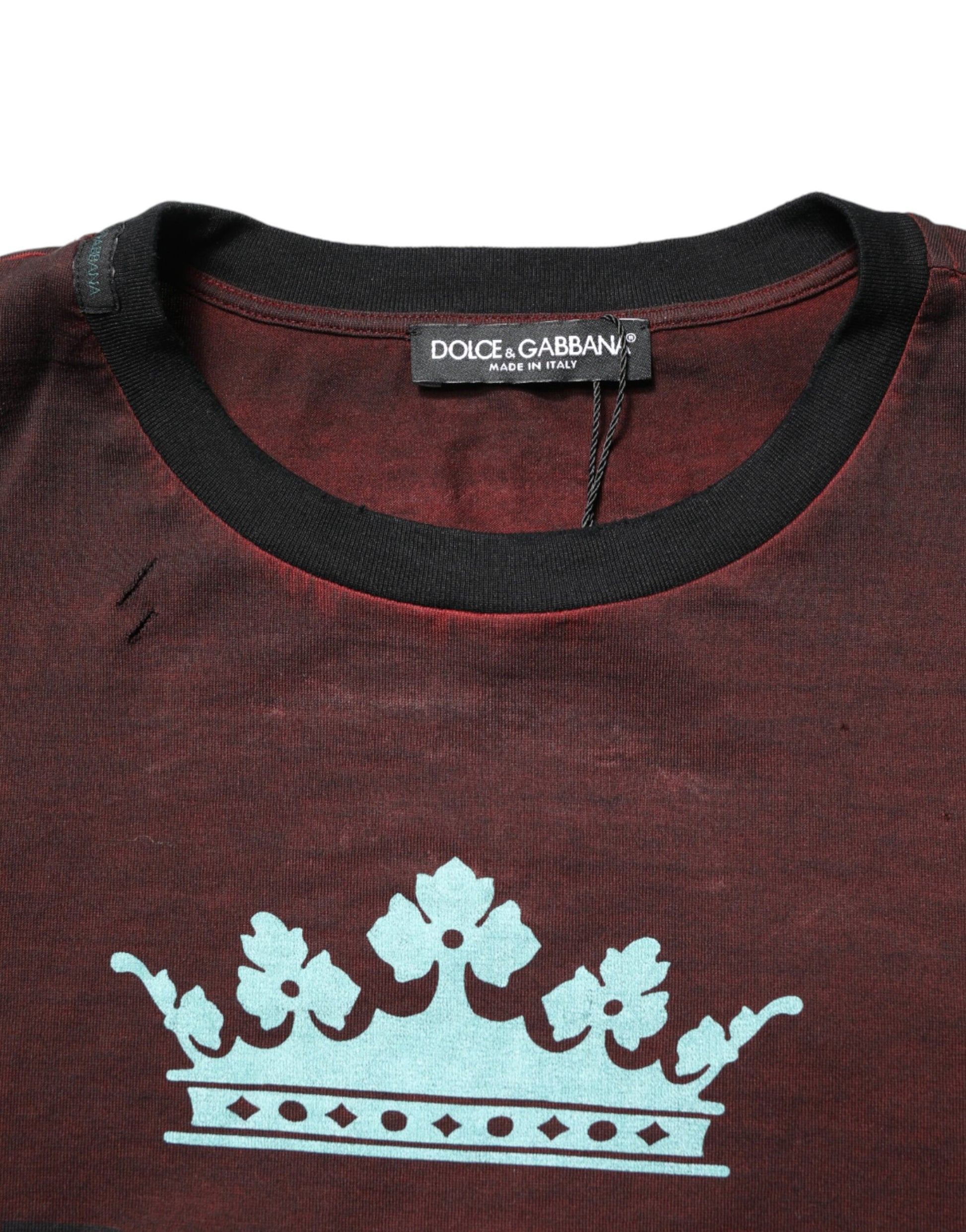 Red t-shirt with crown logo on front