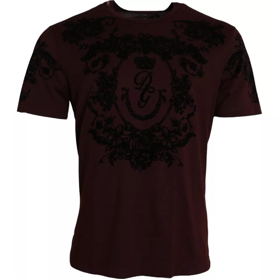 Black t-shirt with embroidered design on front