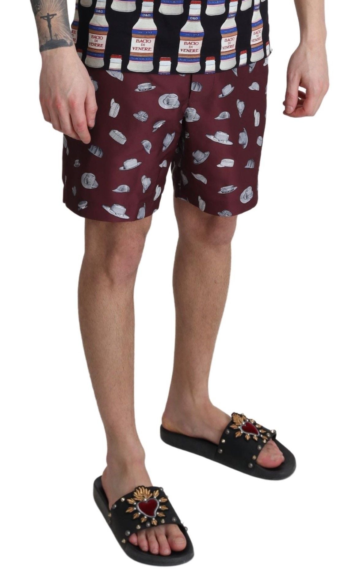 Men's swim trunks with cartoon fish pattern
