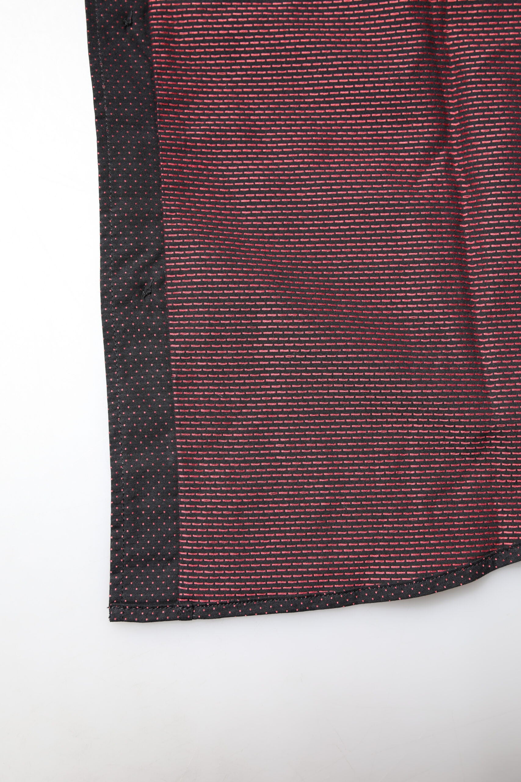 Red and black jacquard cotton dress shirt with gold accents