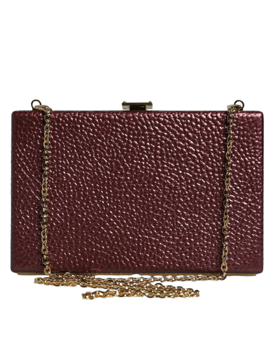 Purple clutch with gold chain strap