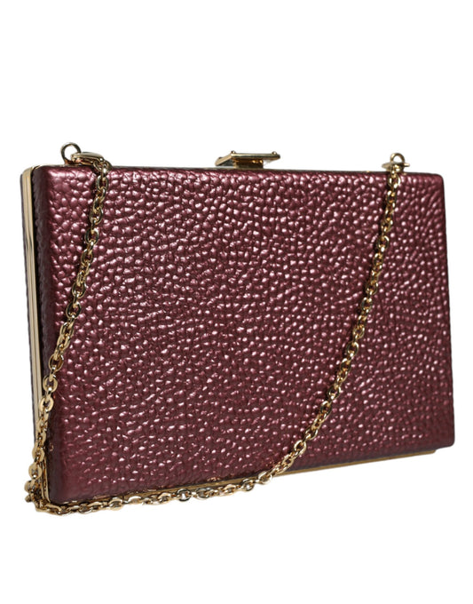 Purple clutch with gold chain strap
