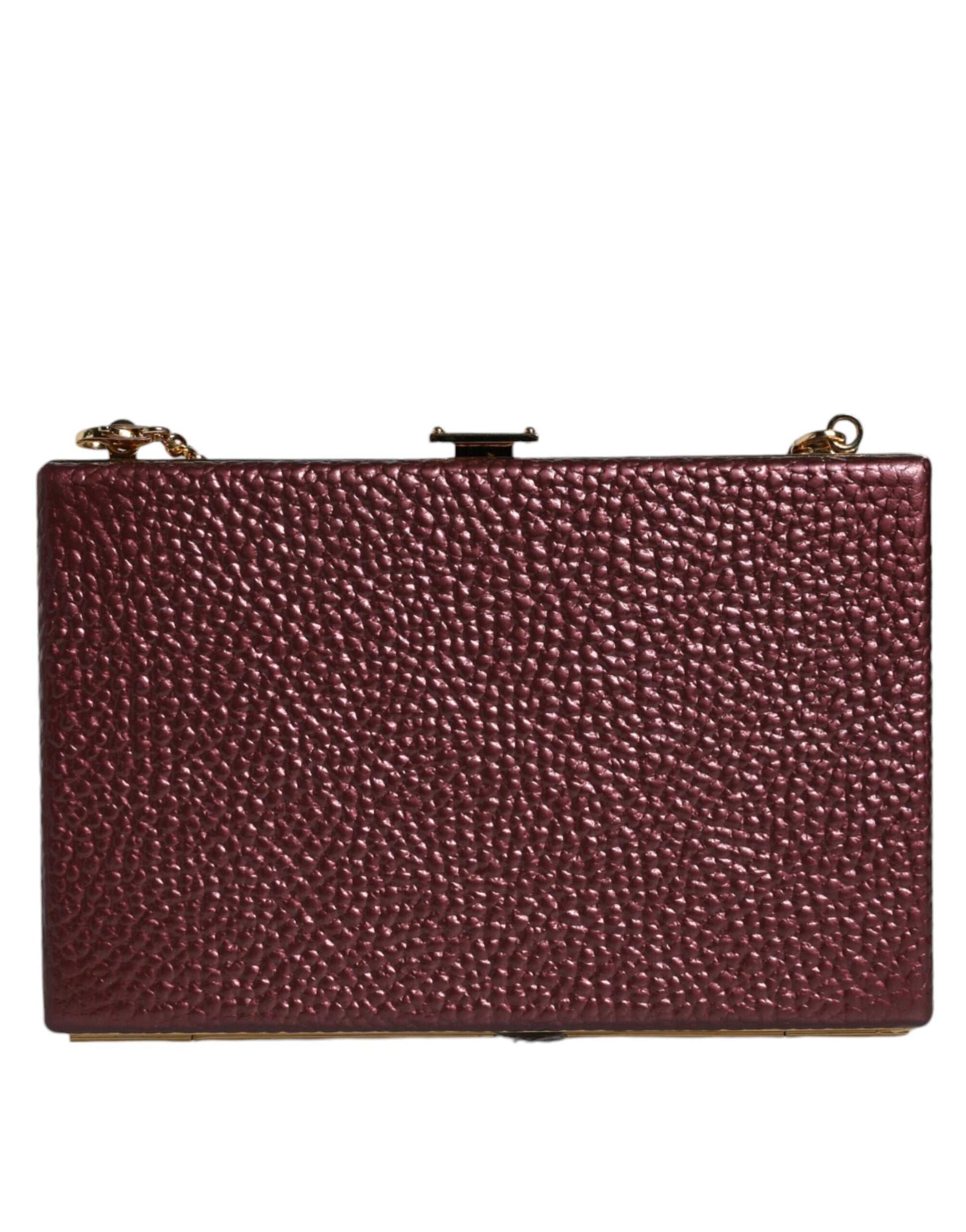 Purple clutch handbag with gold accents