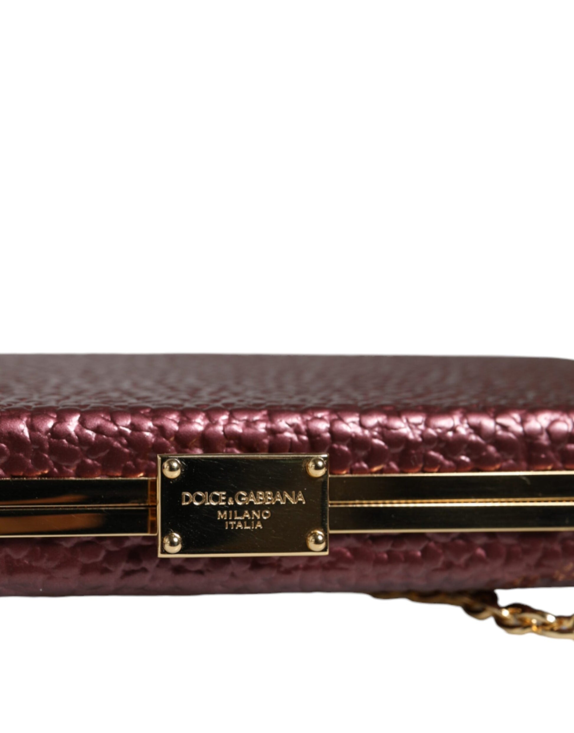 Purple leather wallet with gold hardware