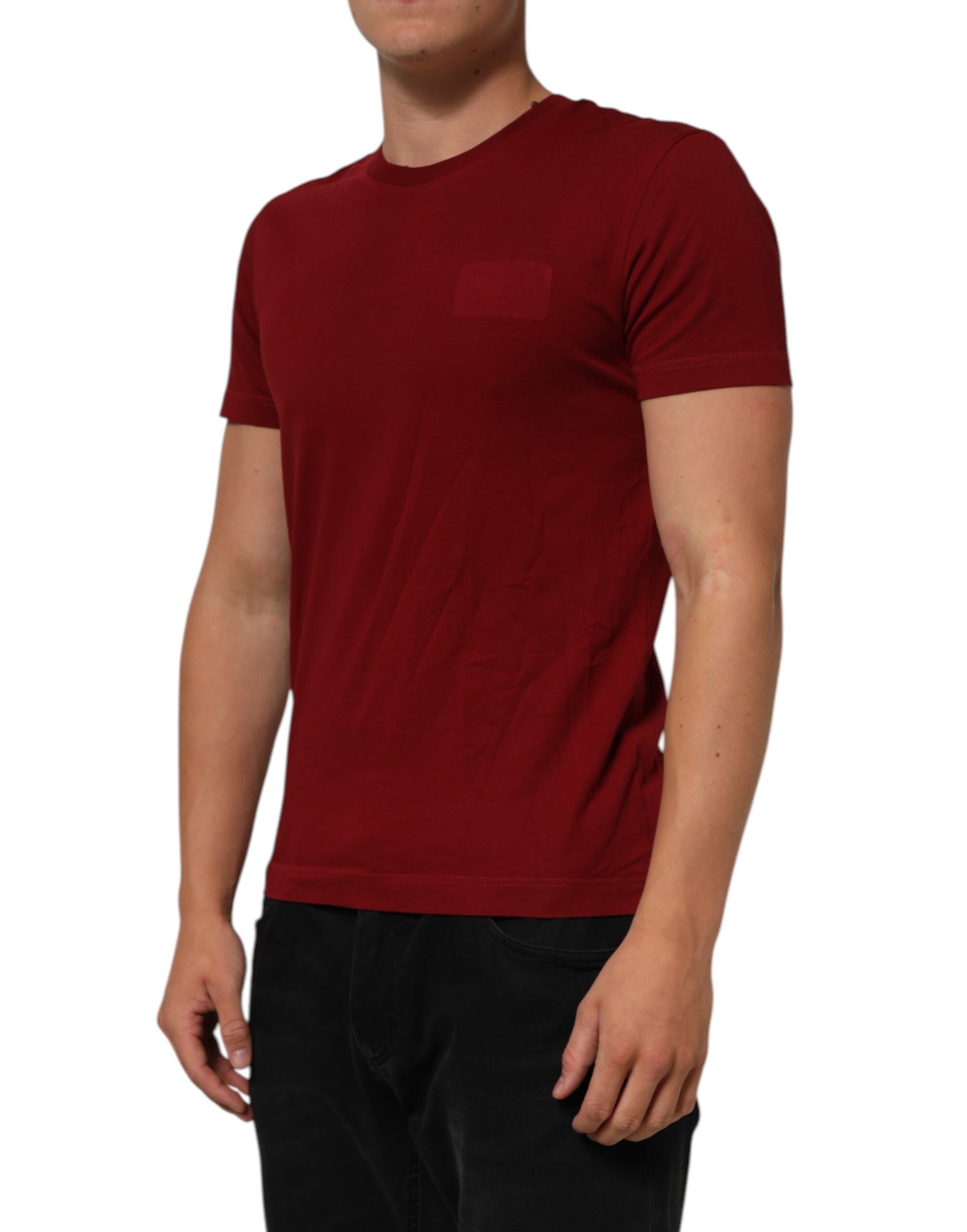 Man wearing red t-shirt