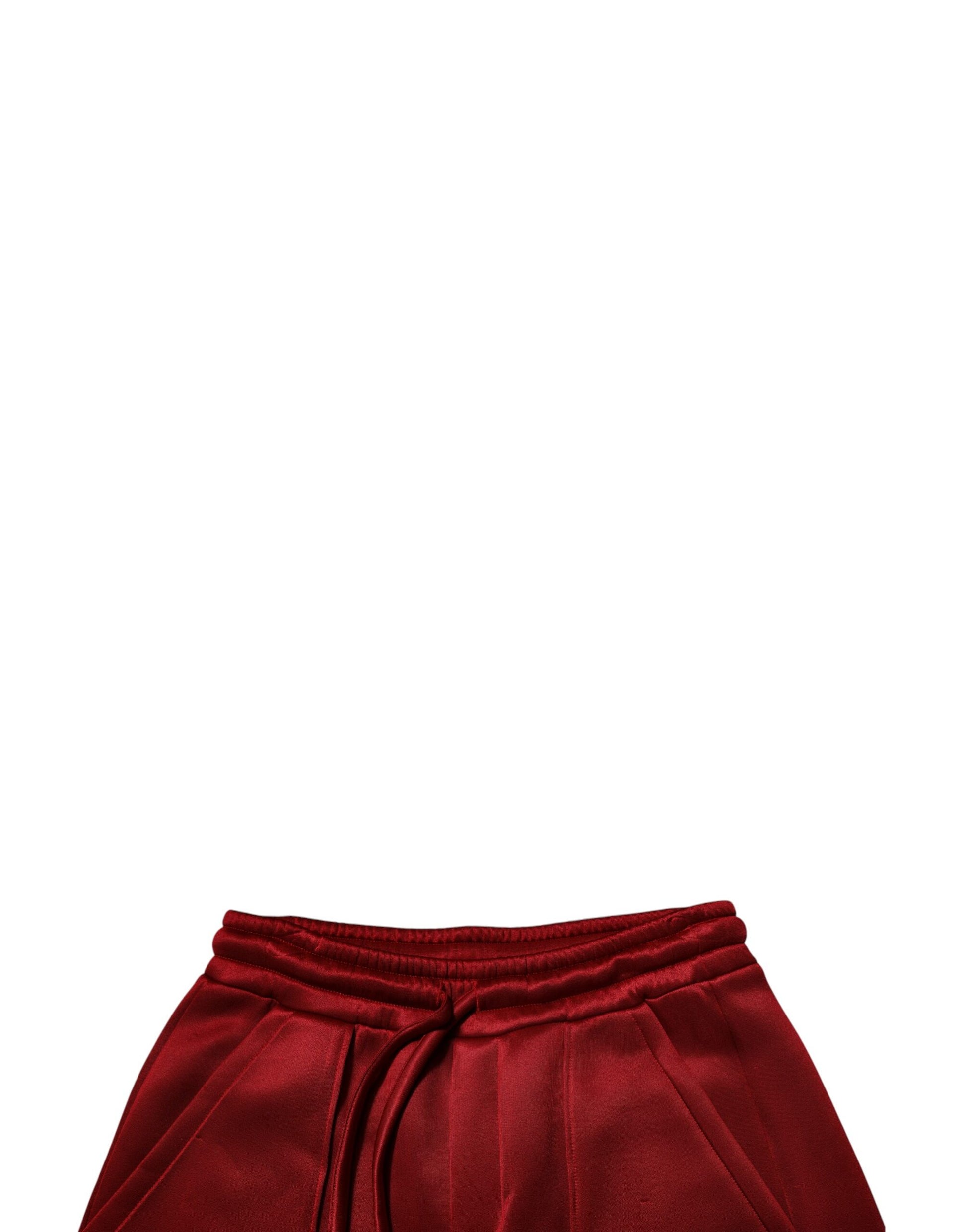 Red mid waist bermuda shorts with viscose nylon fabric