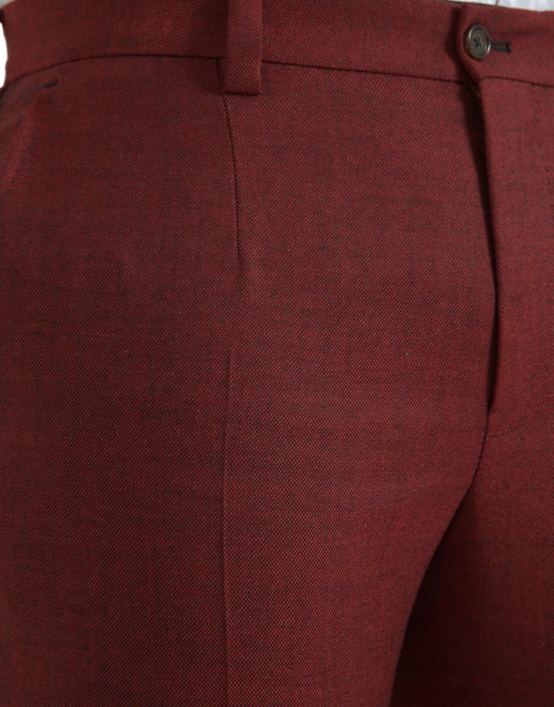 Red wool dress pants with button closure, skinny fit, from Dolce & Gabbana