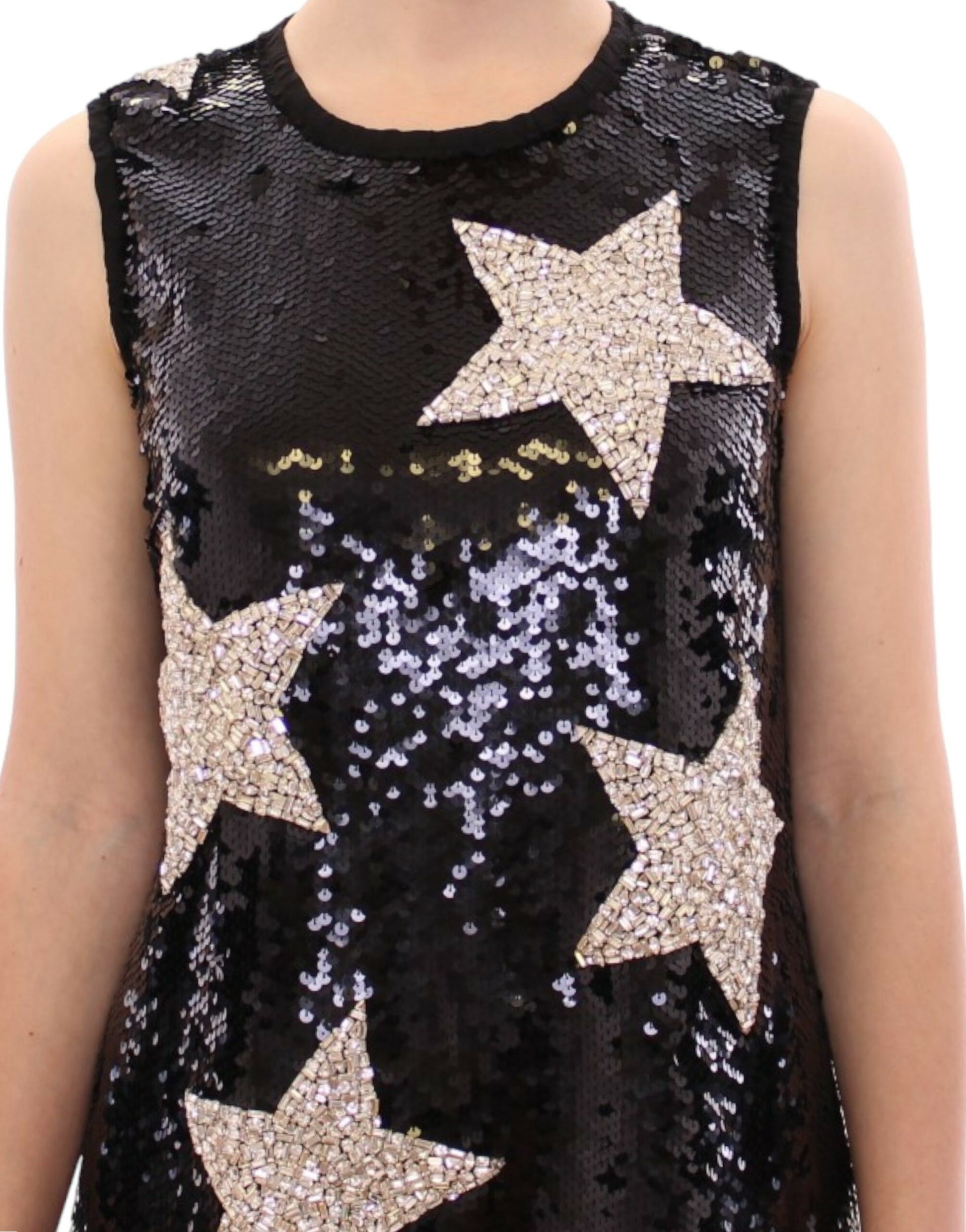 Black sequined star vest