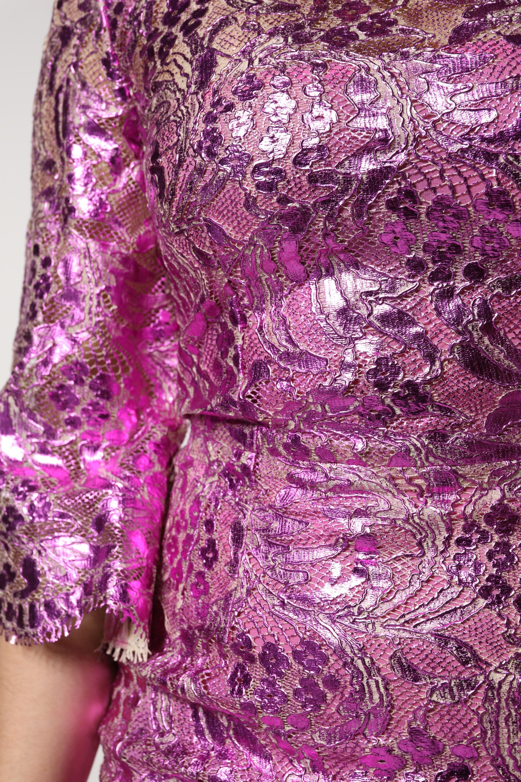 Pink sequined dress with floral pattern