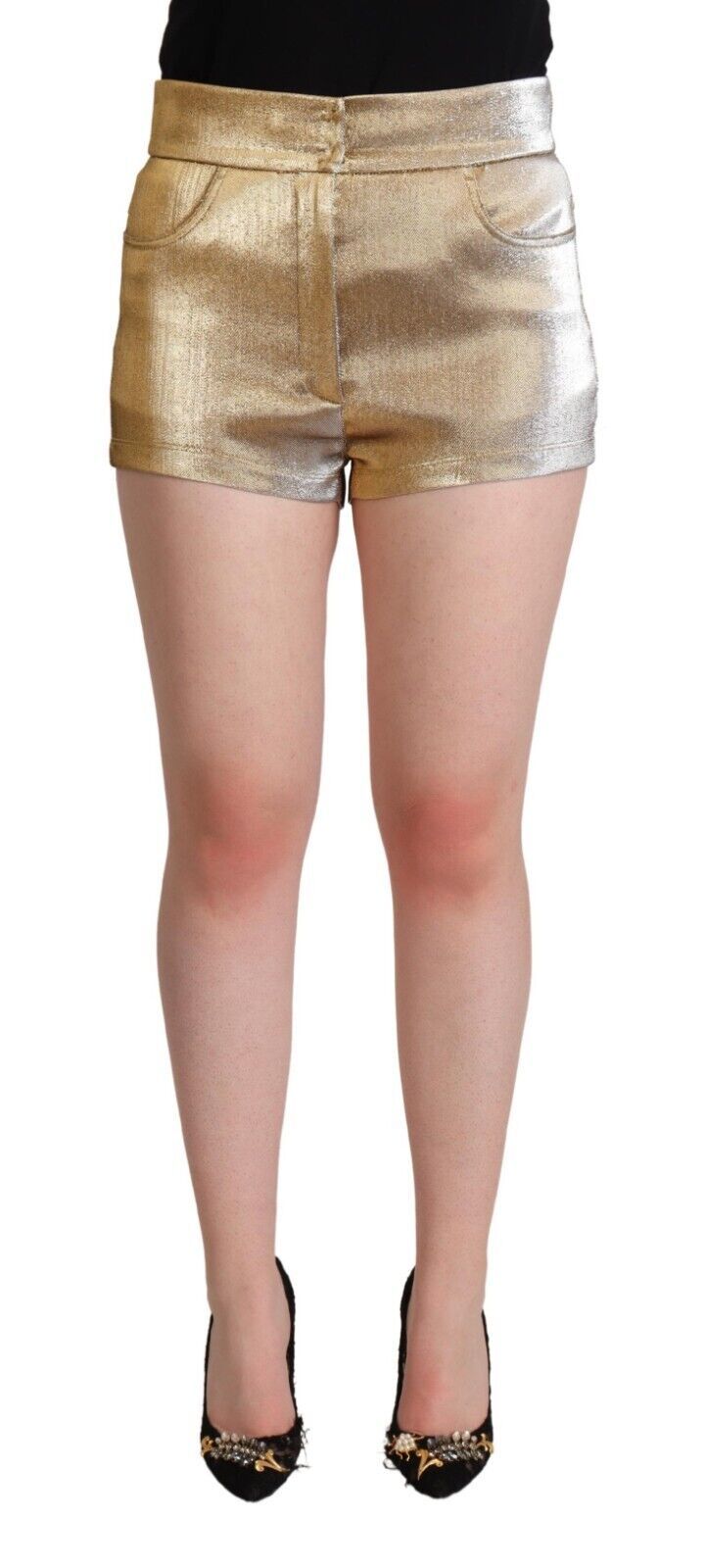 Gold sequin shorts on a mannequin