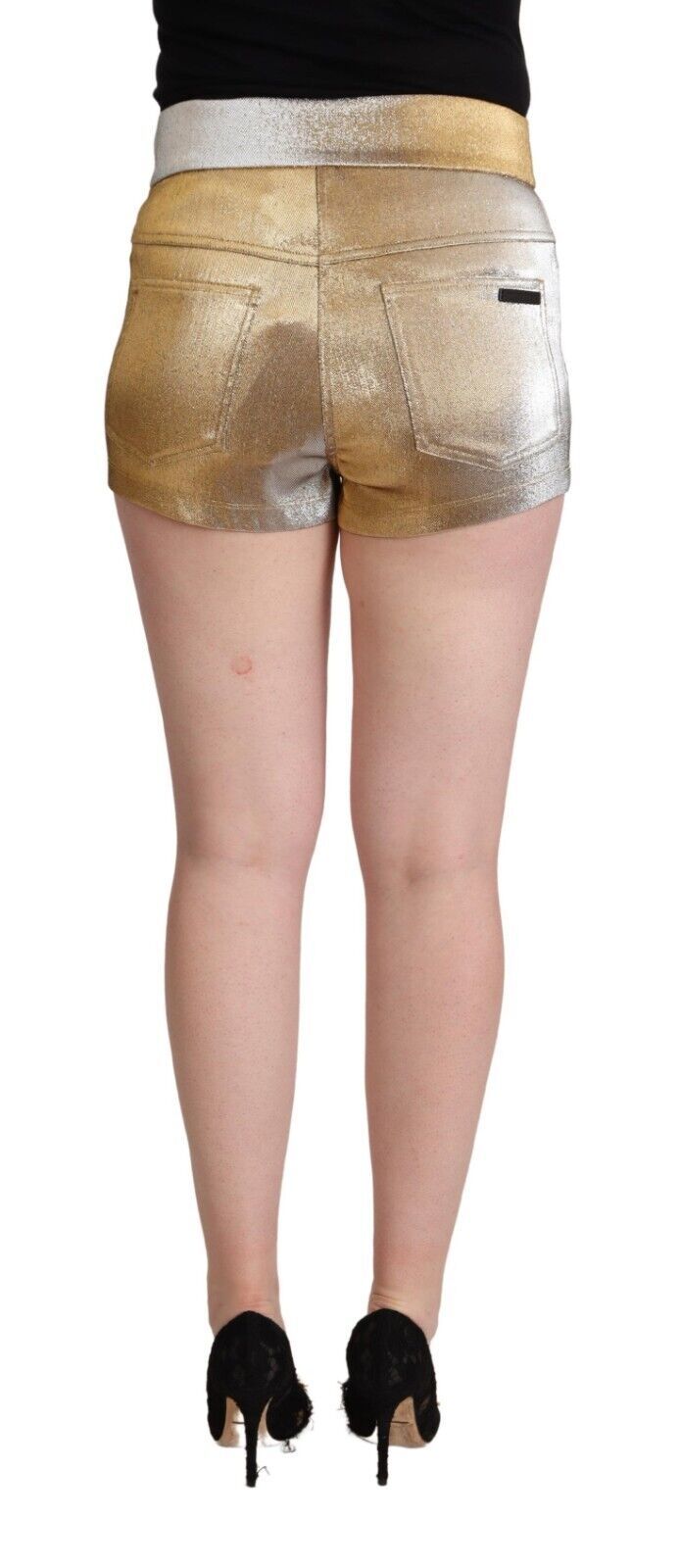 Shorts with gold glittery pattern