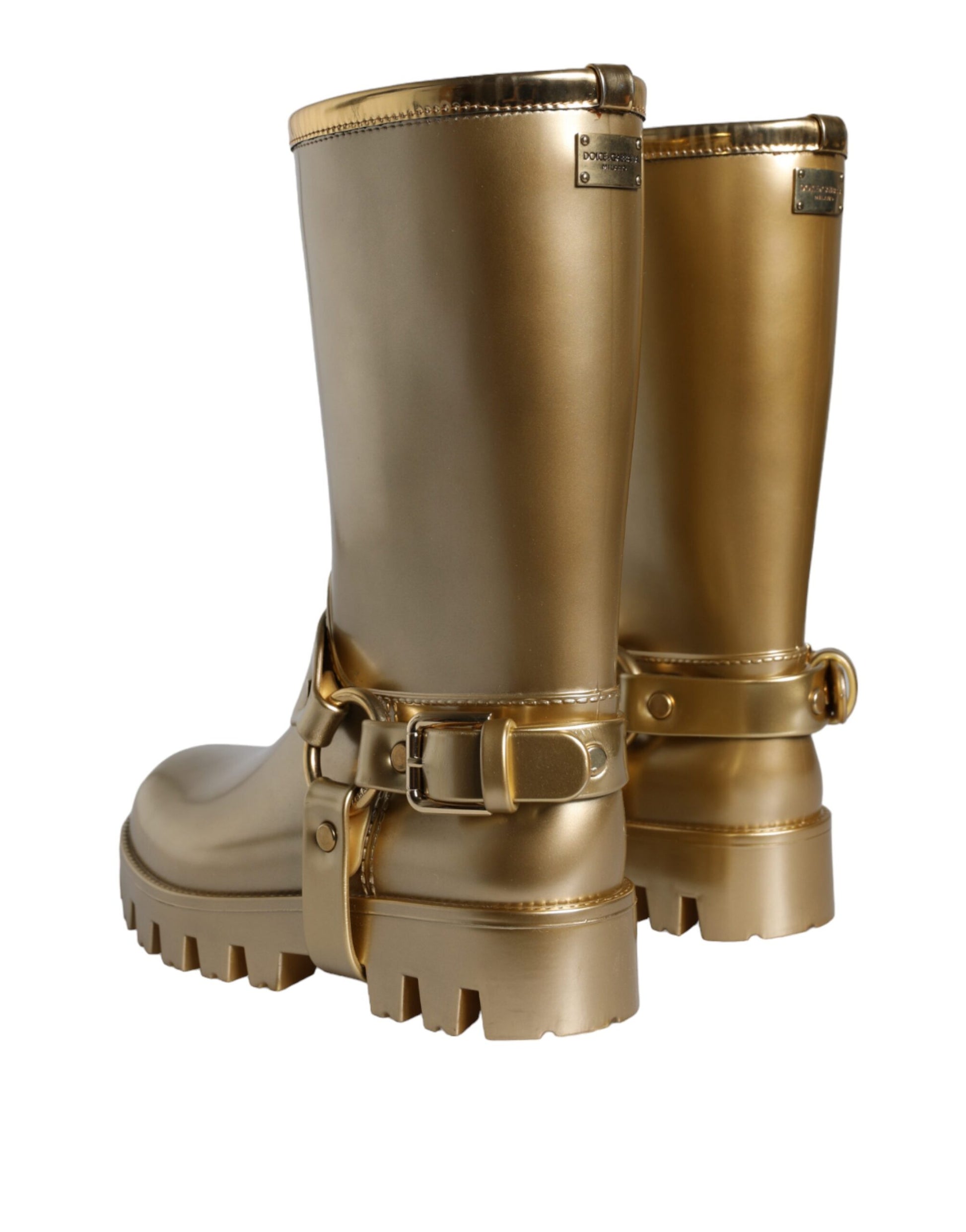 Pair of gold rain boots