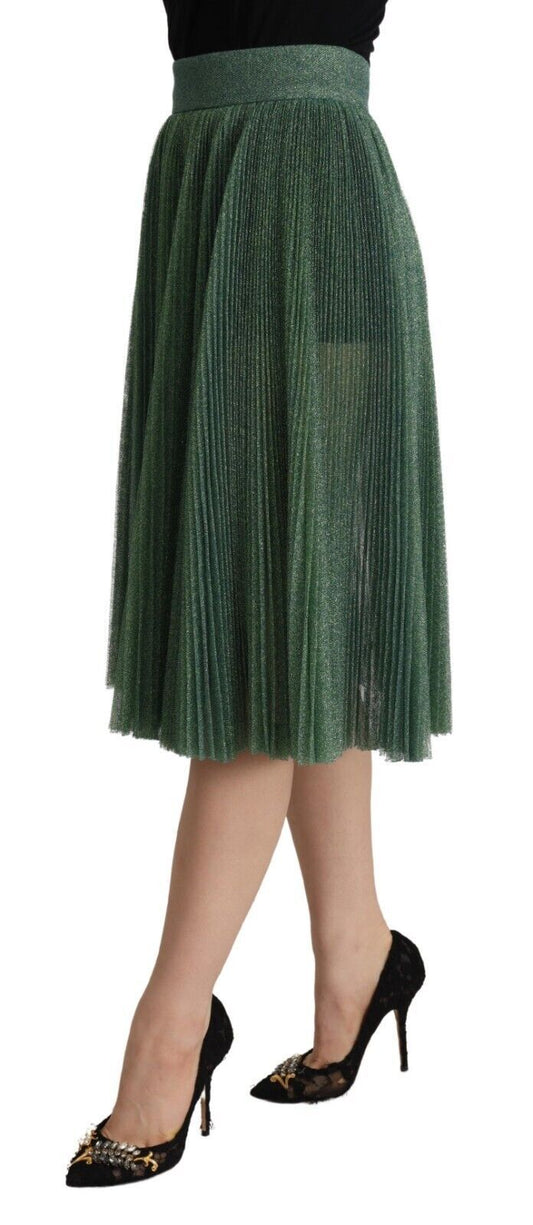 Green skirt with sequins worn by a model