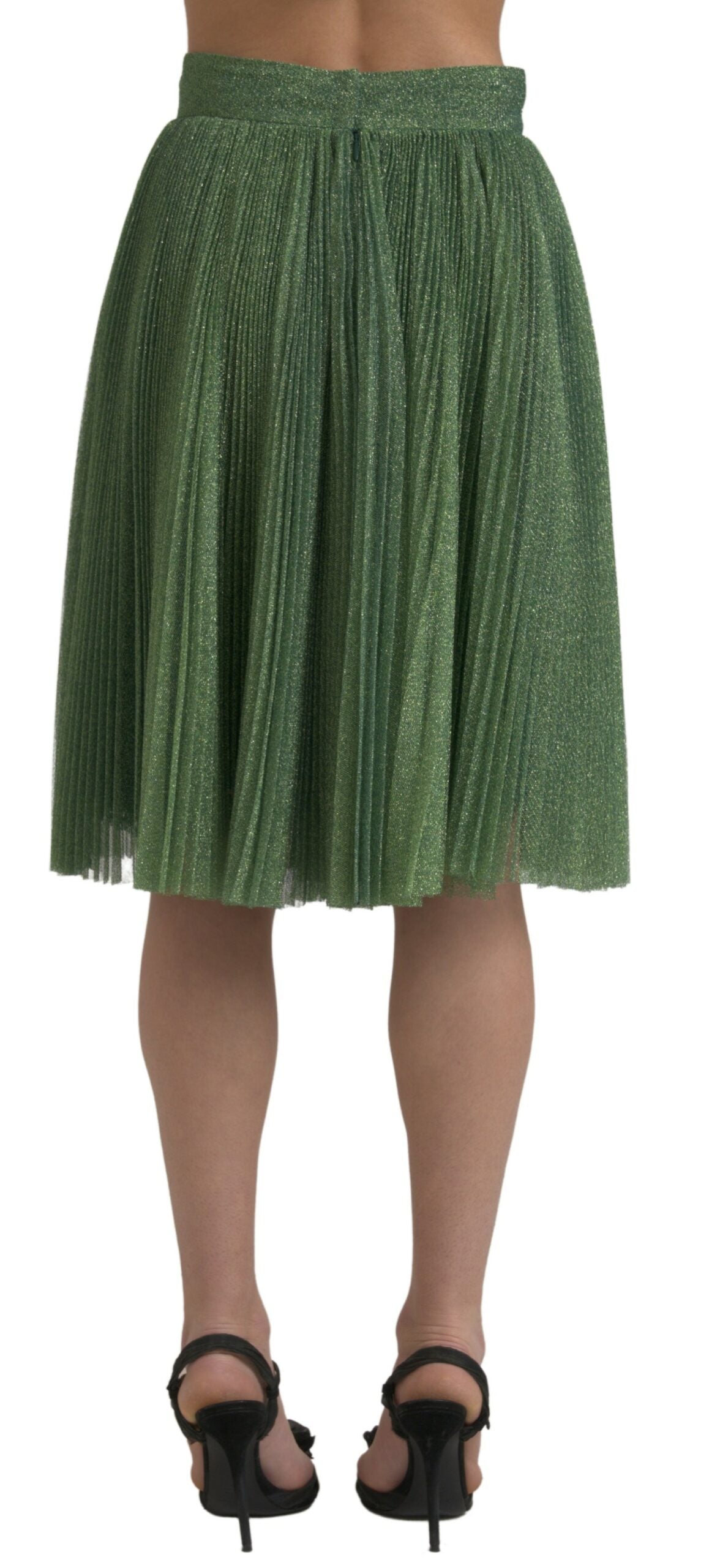 Green sequined skirt with ruffled hem