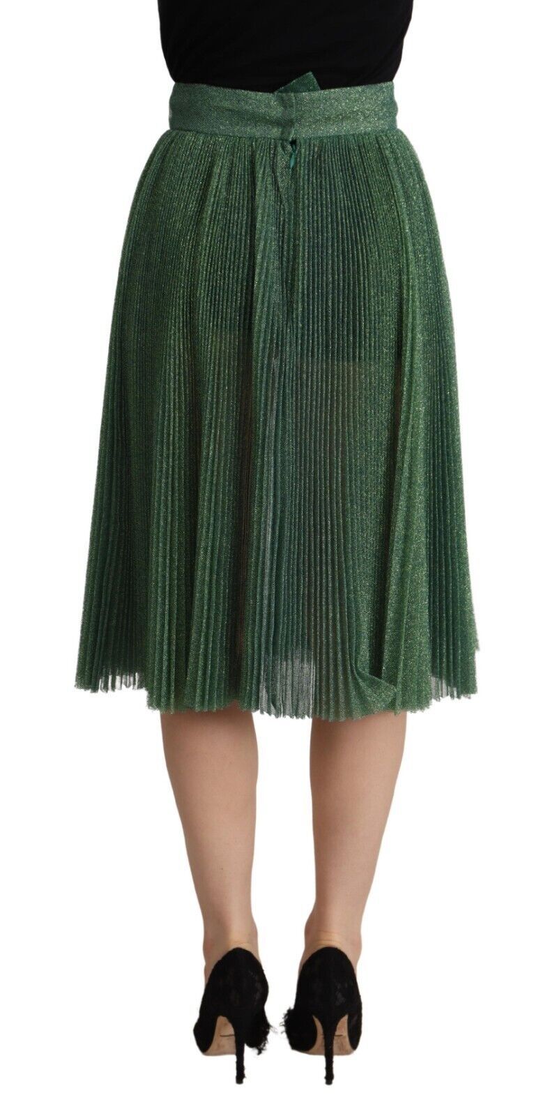 Green pleated skirt with fringe detailing