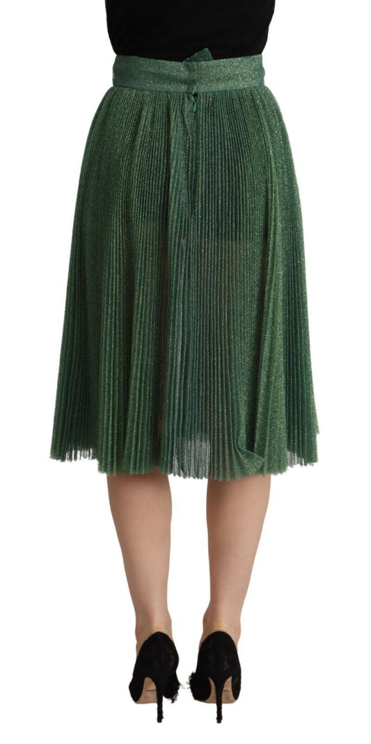 Green pleated skirt with fringe detailing