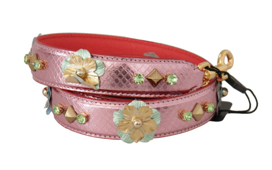 Pink belt with gold accents and flower embellishments