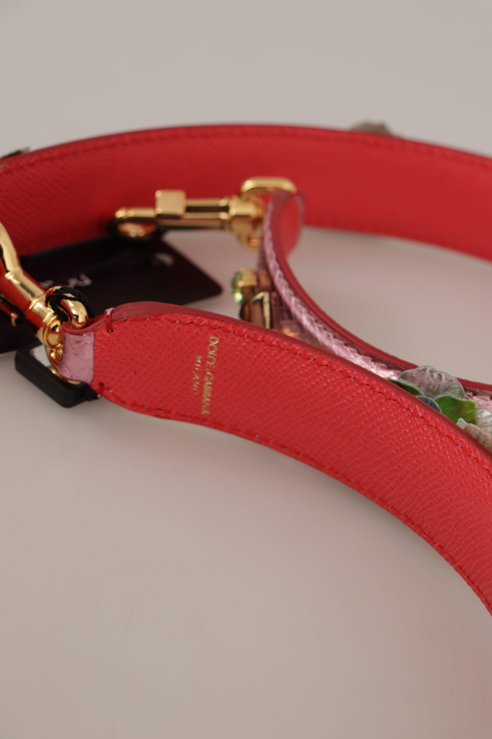 Red leather dog collar with gold buckle