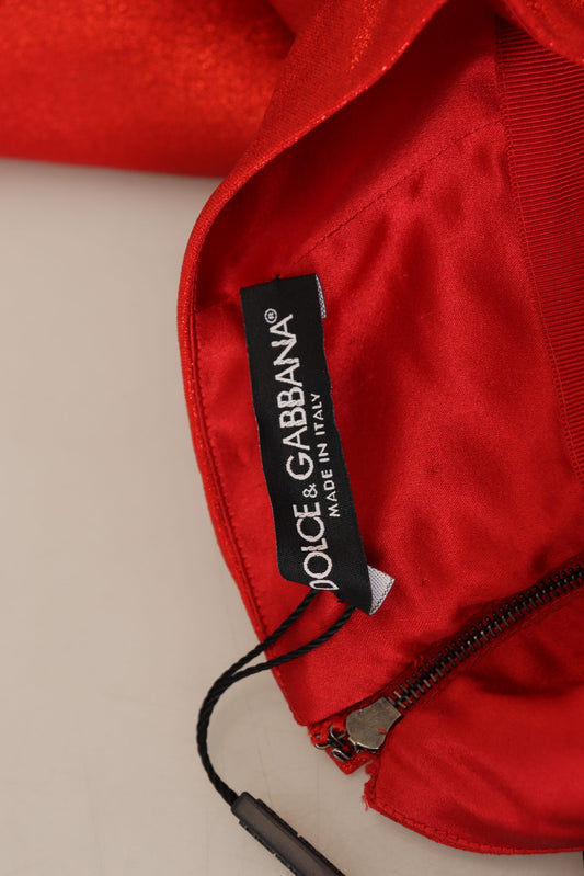 Red bag with black zipper and tag
